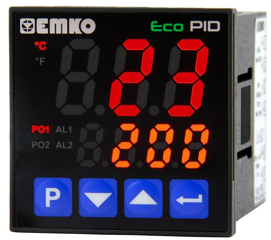 Controlador de temperatura PID, entrada universal, opcional con RS-485, 48x48 mm, EMKO ECOPID